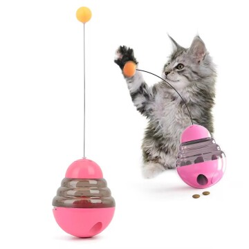 Juguete Gato Dispensador Comida Interactivo Mascota Alimento Color Variante Rosa