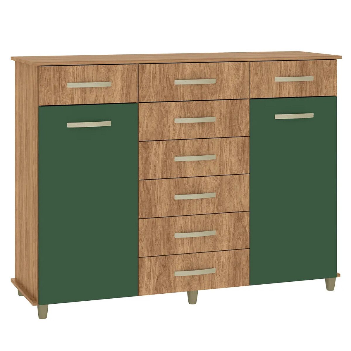 Comoda cajonera 8 cajones 2 puertas - MARRÓN-VERDE 