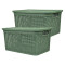 Set x2 Caja simil ratán 15 lts 39x26x19 cm VERDE