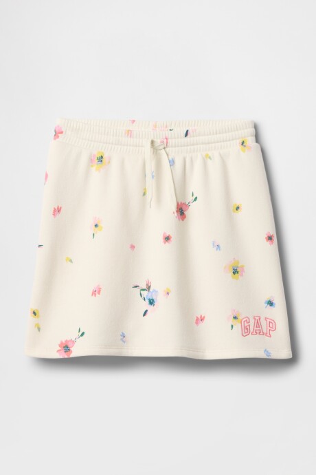 Short Pollera Logo Gap Niña White Floral Print