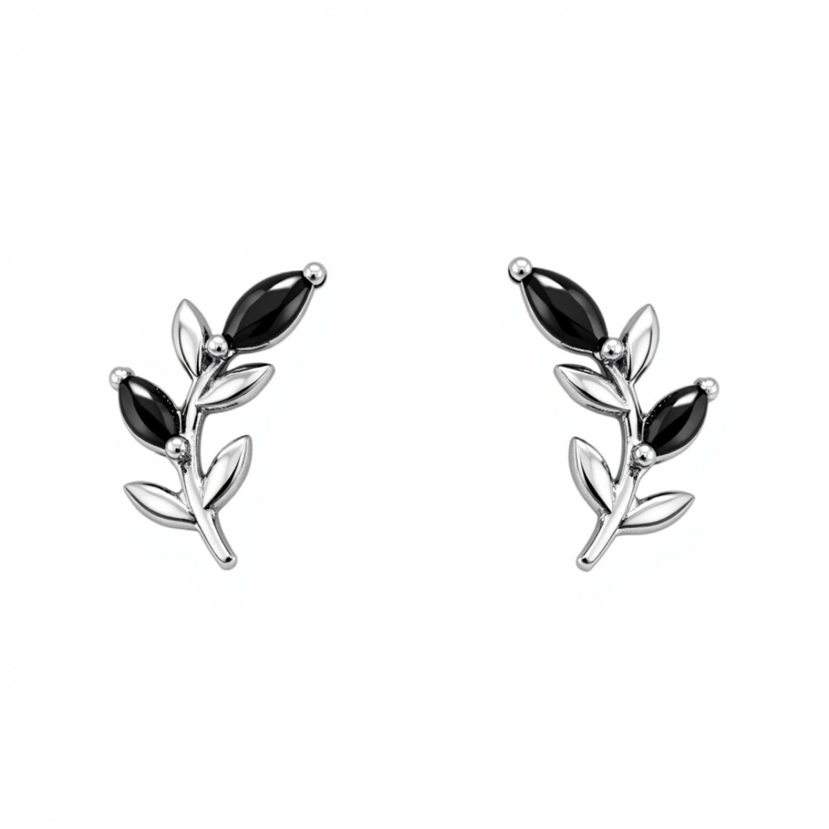 Caravanas Rama Onix - plata 925 - CA4291 - sinpiedra 