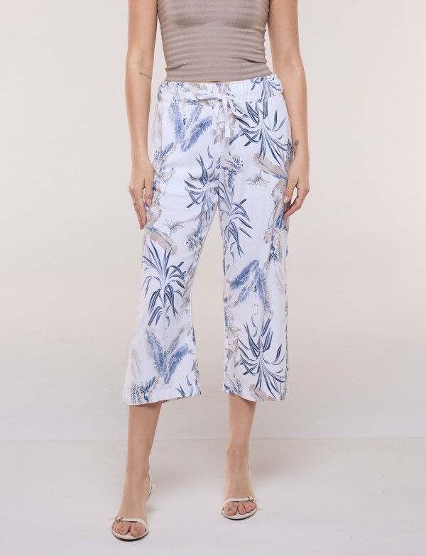 Capri Lino Estampado MULTI/BLANCO