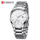 Reloj Curren Hombre De Cuarzo Con Correa De Acero Silver Y Fondo Blanco