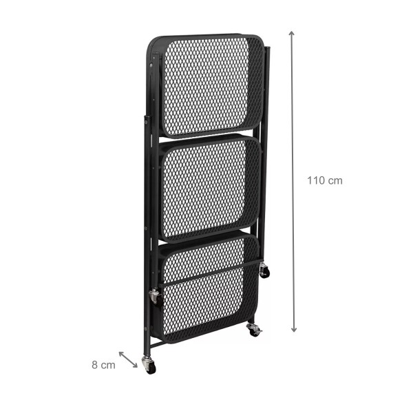 Carro Organizador de Metal Plegable Canasto con 3 Estantes y Ruedas Multiuso IMBACK Carro Organizador de Metal Plegable Canasto con 3 Estantes y Ruedas Multiuso IMBACK