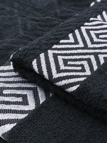 TOALLAS SET ATENAS BAÑO Y ROSTRO NEGRO