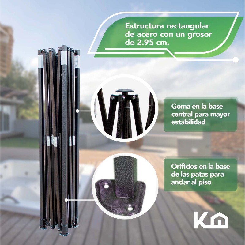 Gazebo reforzado toldo carpa con pared 3x3mt Blanco