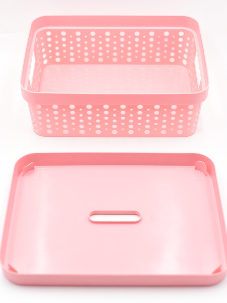 CESTO CON TAPA 11L ROSADO