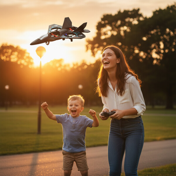 Avión Drone Jet Control Remoto 360° Recargable Espuma 2 Bats Color Azul