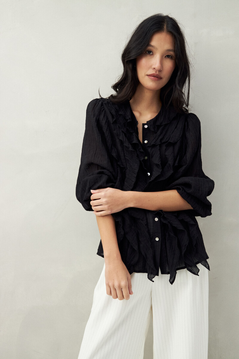 CAMISA FLORICA Negro