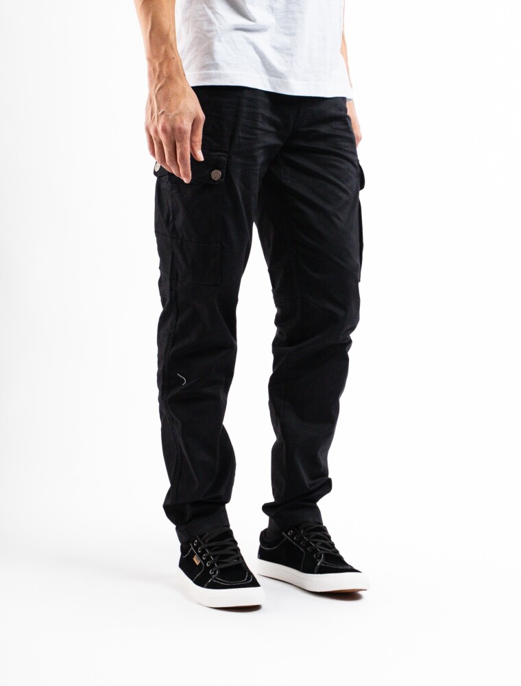 Pantalón Cargo Slim de Gabardina Negro