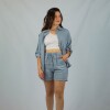 Camisa Dama 3/4 Lino Blue