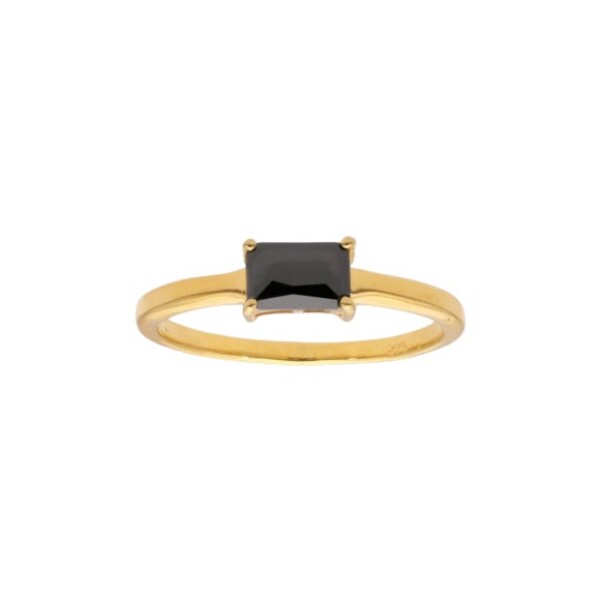 Anillo Solitario-Plata rodinada con micra oro 18k-Piedra Onix- AN2017 conpiedra