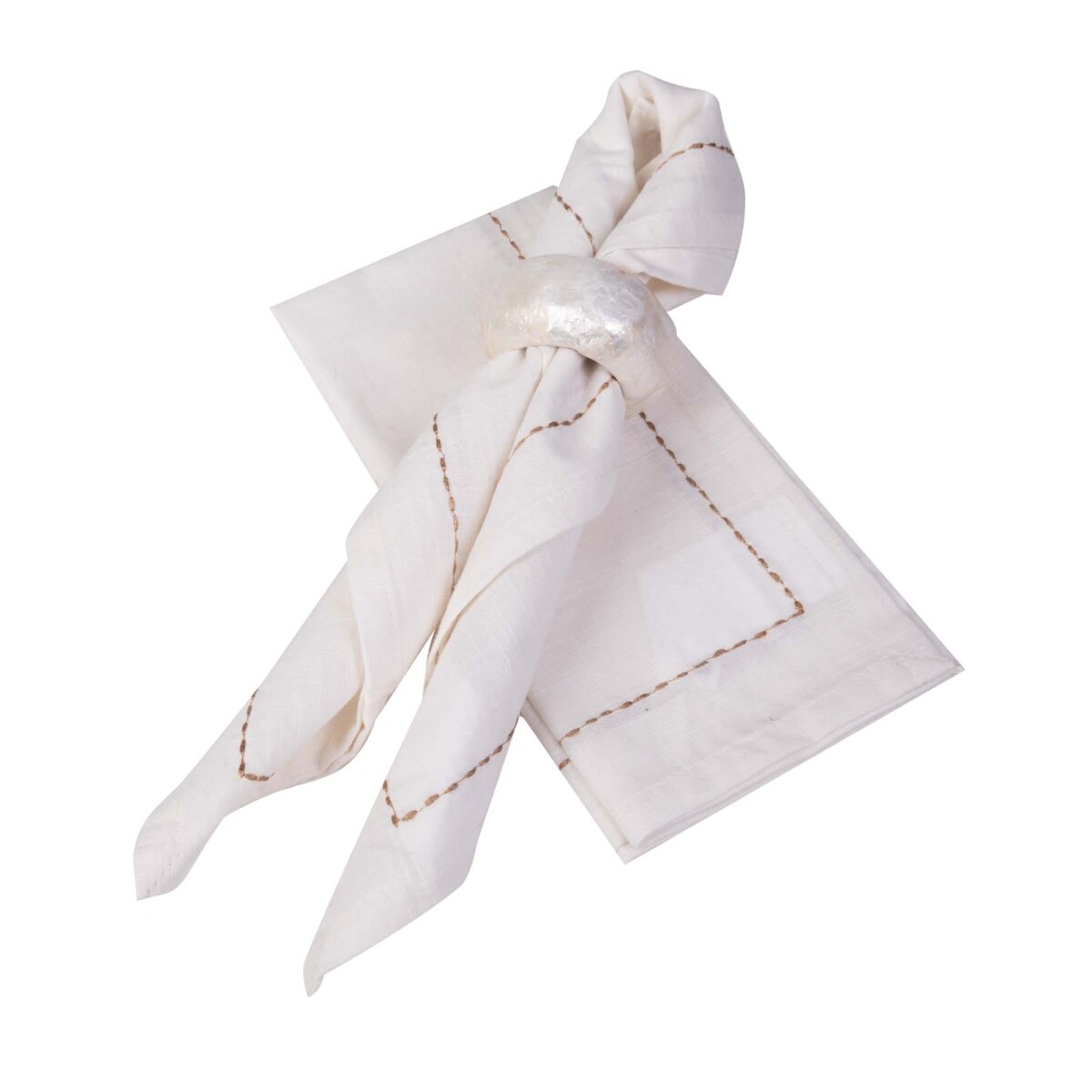 SET DE 2 SERVILLETAS KAVALA - LINO-Y-ALGODON BLANCO 