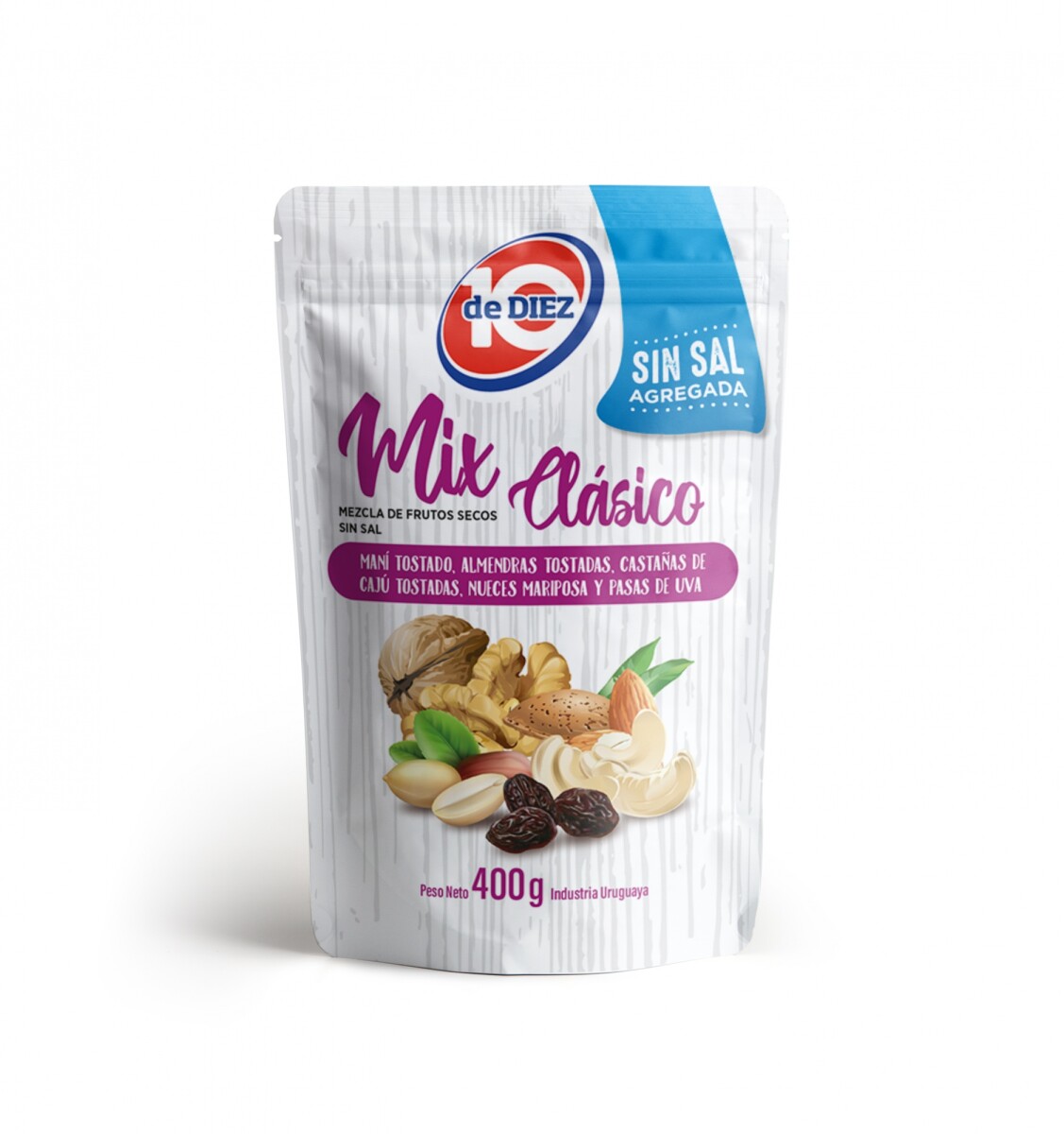 MIX FRUTO SECO SIN SAL DE DIEZ 400G 