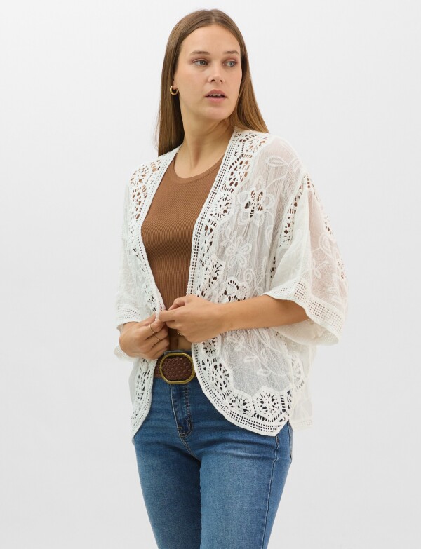 Cardigan Algodon Bordado BLANCO