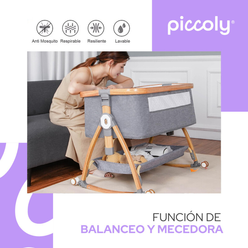 Cuna Colecho Con Mosquitero Plegable Para Bebe Con Ruedas Gris