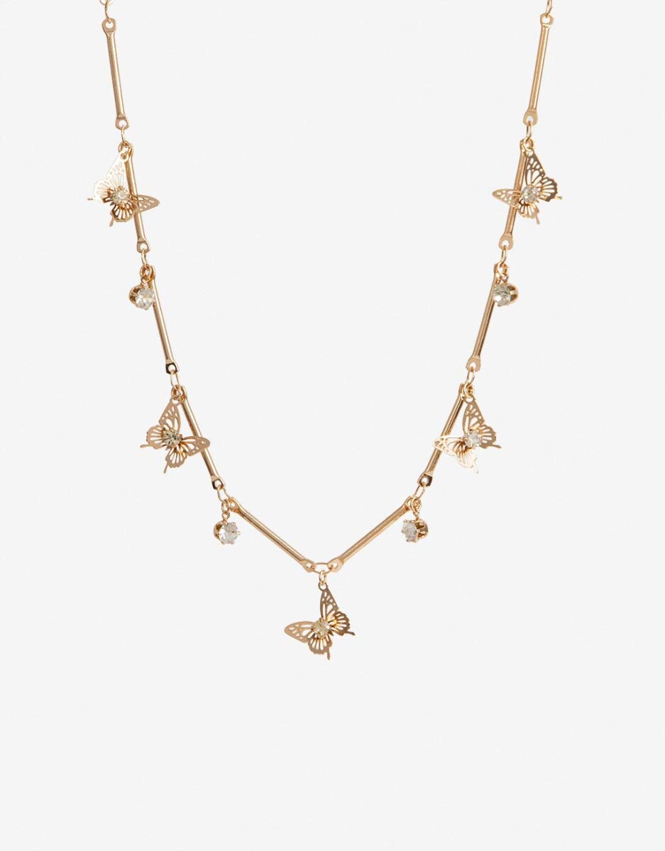 Collares Cortos Metal Mariposa 