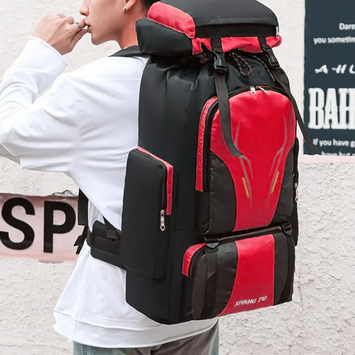 Mochila Para Camping Super Resistente y Fuerte - Rojo 