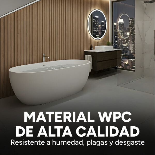 Pack x50 Wpc Simil Madera Wall Panel Lambrin 2.90x16.7 Color Marrón Madera 6