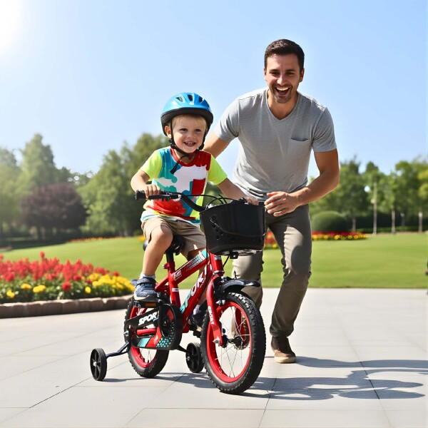 Bicicleta Infantil Sport Rod 12 Canasto Rueditas Guardabarros Rojo 1