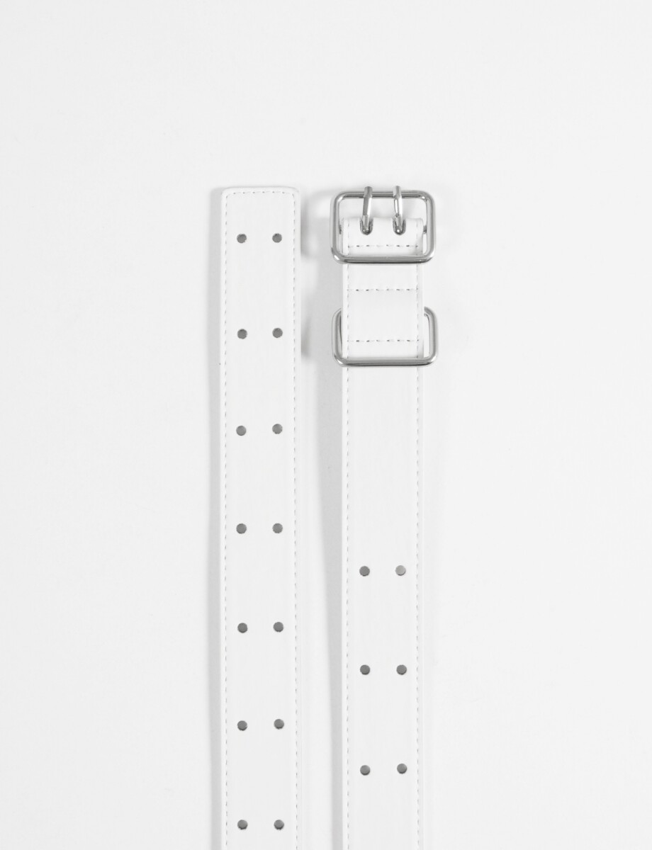 Cinturón básico hebilla rectangular - blanco 