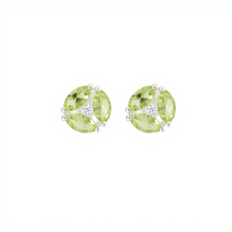 Caravanas Eloisa- Plata rodinada 925-Piedra Peridoto y topacio blanco-CA2007 conpiedra