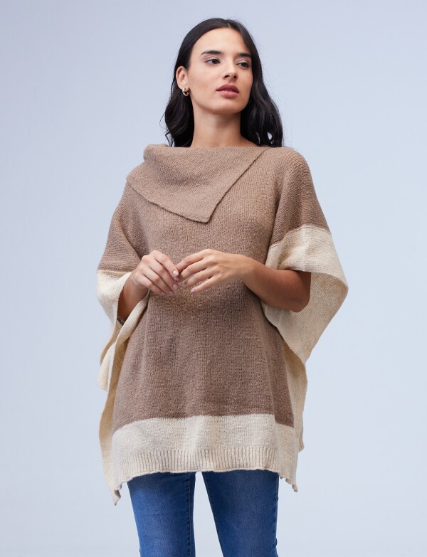 Poncho Colorblock MULTI/TOSTADO