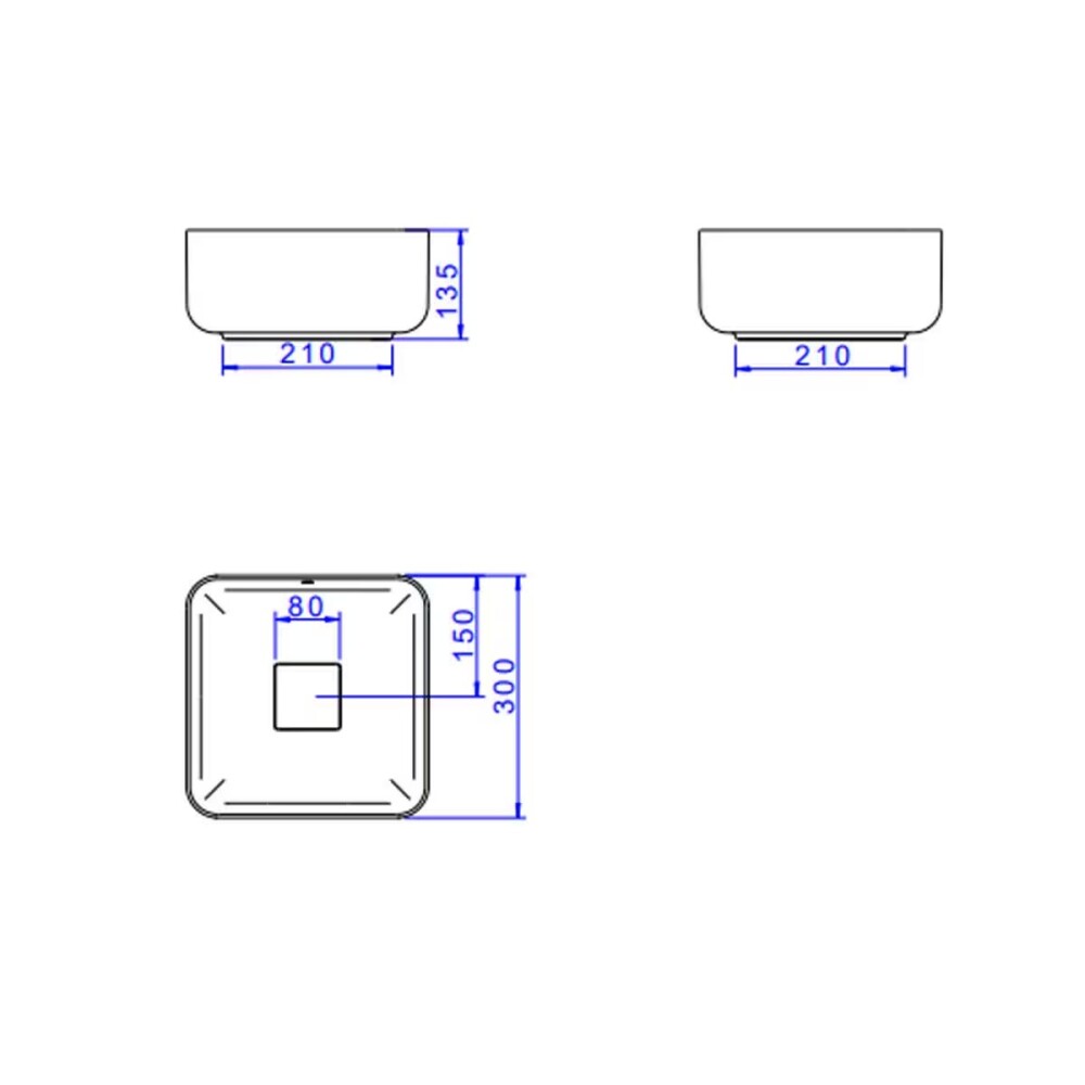 Bacha de apoyo Cuadrada 30 cm blanca brillante Deca Bacha De Apoyo Cuadrada 30 Cm Blanca Brillante Deca