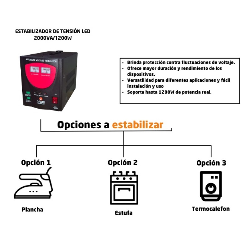 ESTABILIZADOR DE TENSION LED 2000VA ESTABILIZADOR DE TENSION LED 2000VA