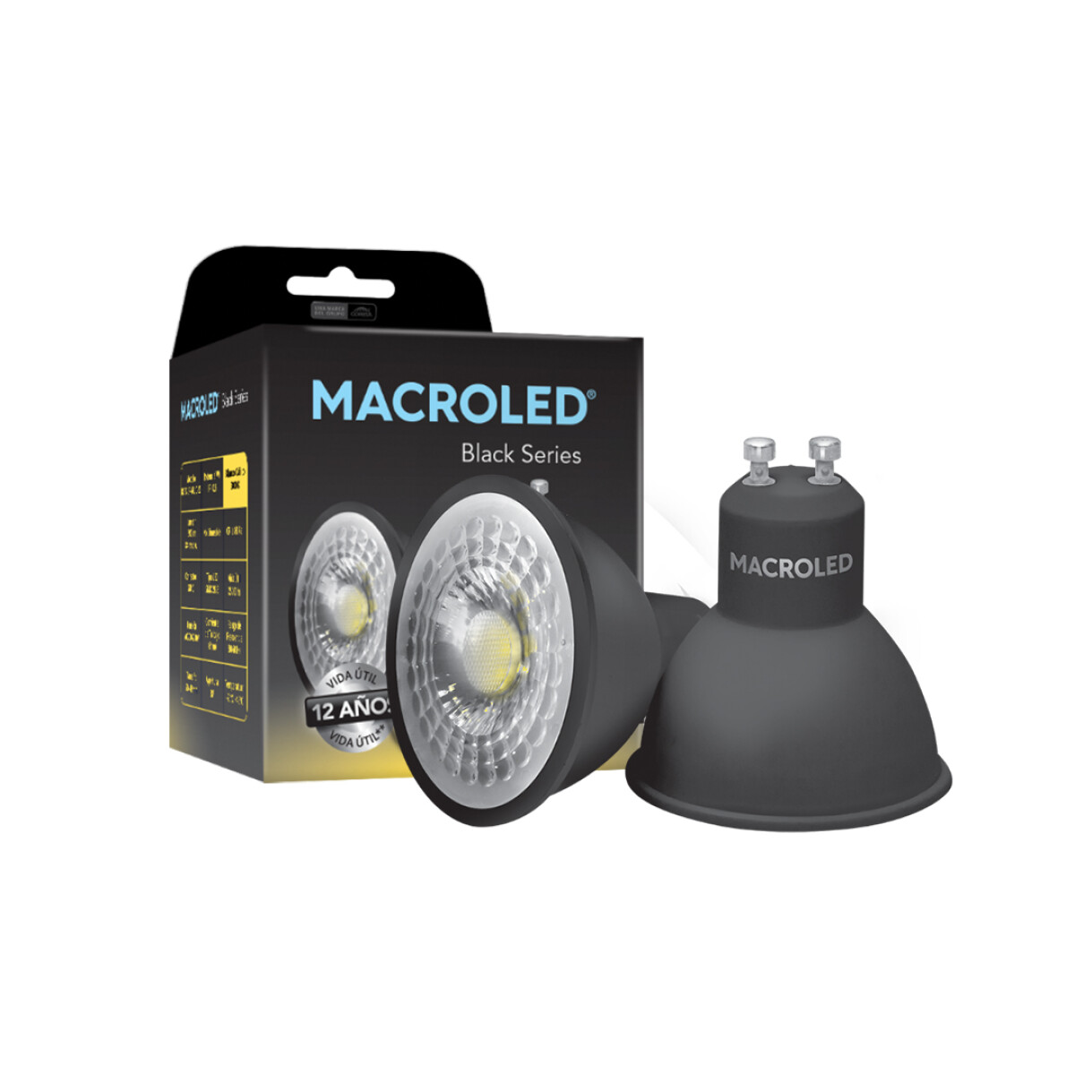 Dicroica LED Eco Negra 7W Macroled - Cálido 