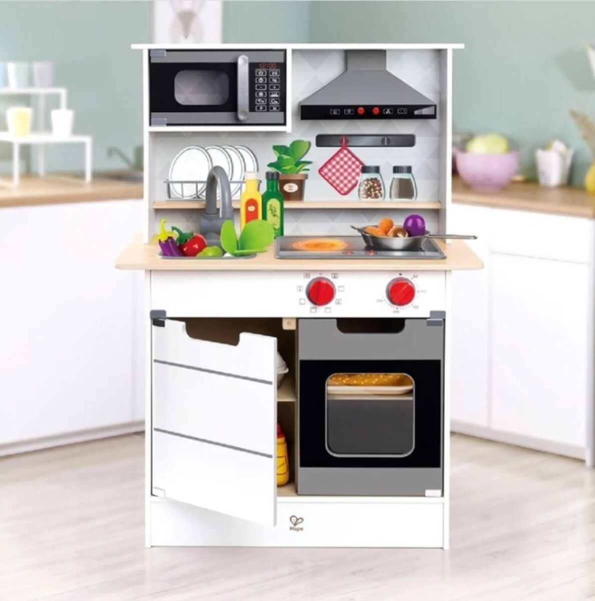 Cocina madera con Luz y Sonido y extractor Hape 