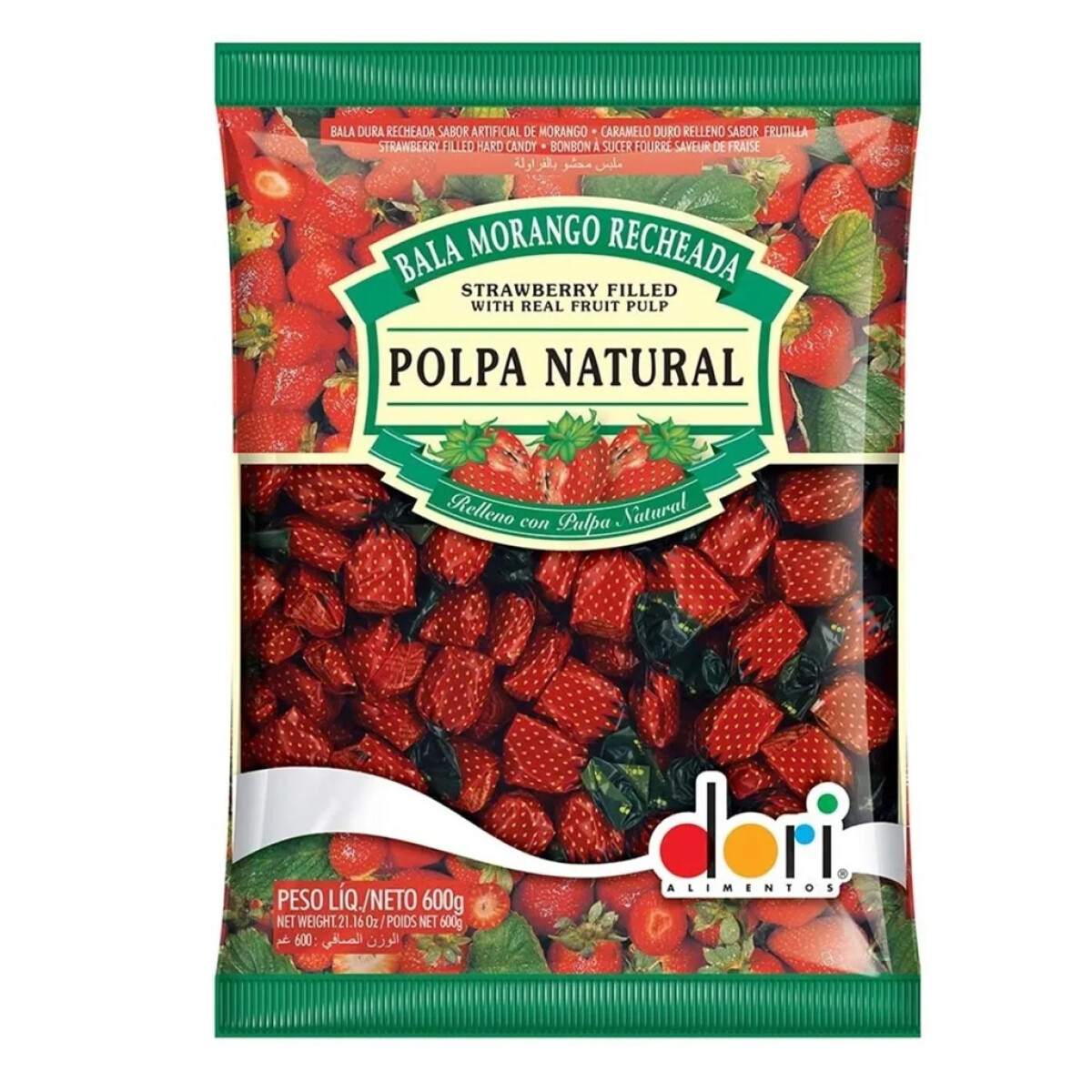 Caramelos Dori rellenos de pulpa de fresa 600 g 