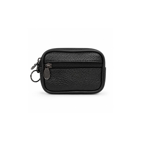 Monedero con bolsillo de cuero 13x8cm Negro