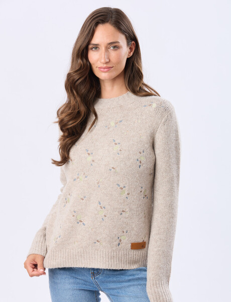 BUZO TEJIDO BORDADO Tostado