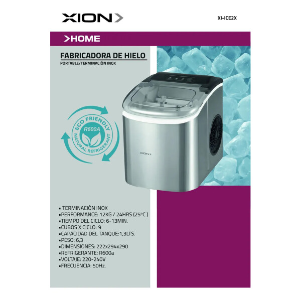 Maquina Fabrica Hielo Xion 12 K Dia 9 Cubos 10 Minutos MAQUINA PARA HACER HIELO XION XI-ICE2X