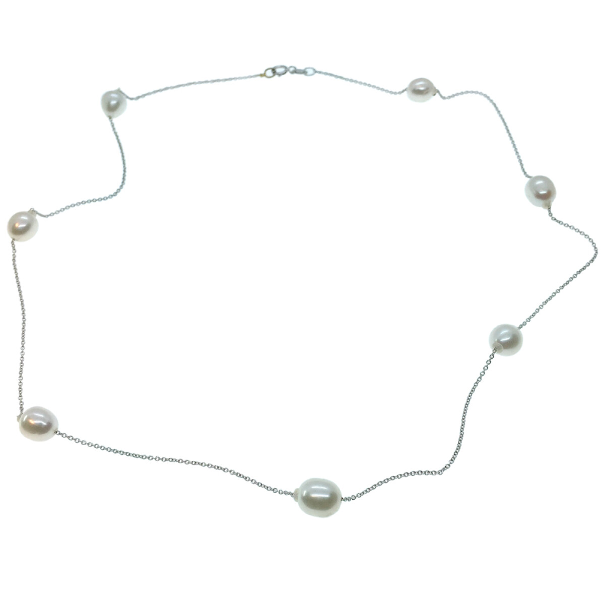 Cadena de oro blanco 18k con perlas 