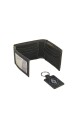 Set billetera y llavero con detalle en guarda pampa Negro