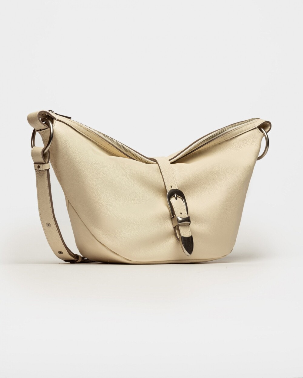 Bolso Bambu En Cuero Graneado Cotton