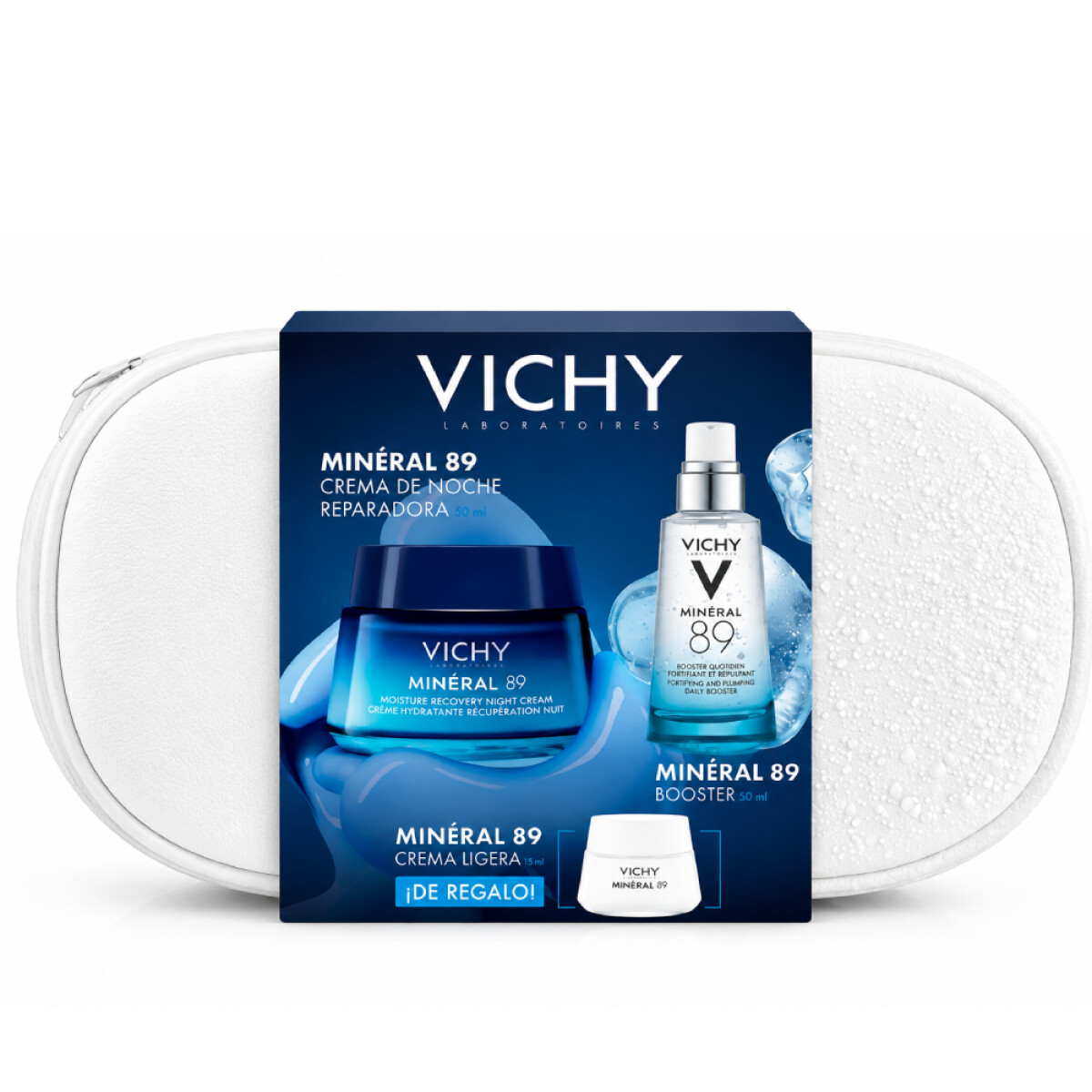 Cofre Vichy Minéral 89 Booster 50ml + Crema de Día + Crema de Noche 