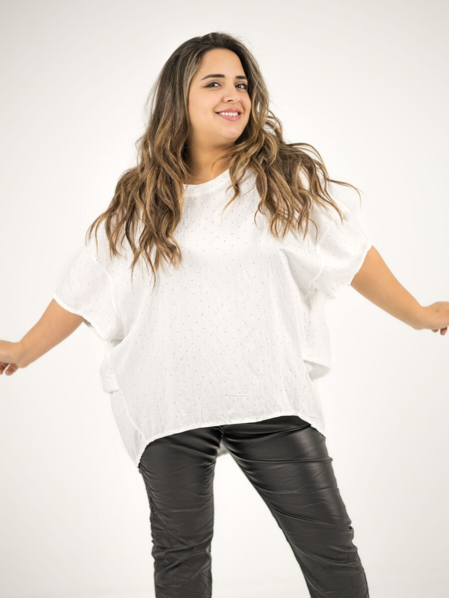 Blusa de viscosa con brillo plateado Blanca