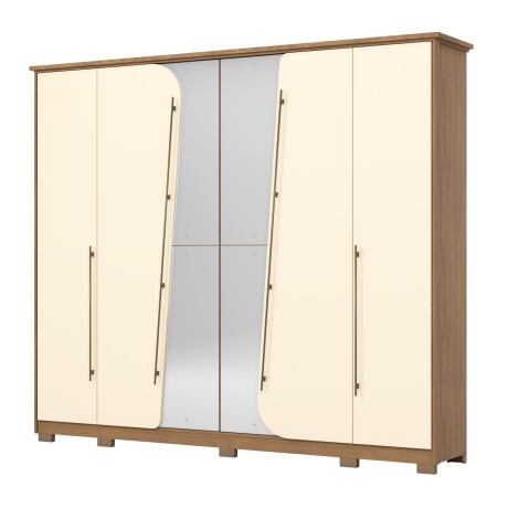 ROPERO DUBAI 6 PUERTAS 6 CAJONES INTERNOS CON ESPEJO GUARDARROPA CLOSET ARMARIO OFF WHITE