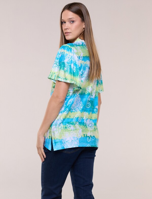 Blusa Estampada Manga Amplia VERDE/MULTI