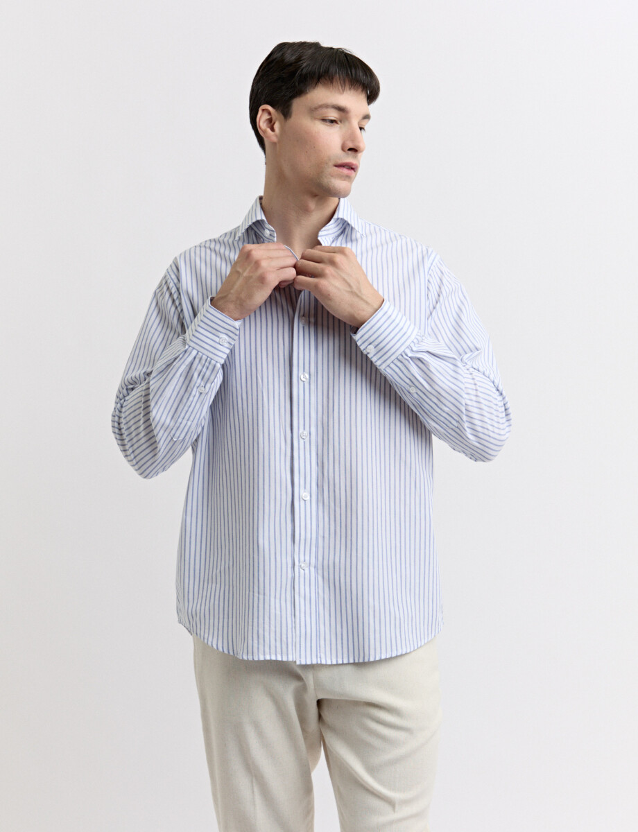 012678 CAMISA HARRINGTON LABEL Blanco/azul
