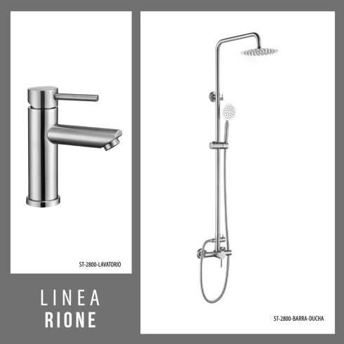 Juego De Griferia Incluye Barral Exterior Y Lavatorio Bajo Brush Nickel linea RIONE GRIS