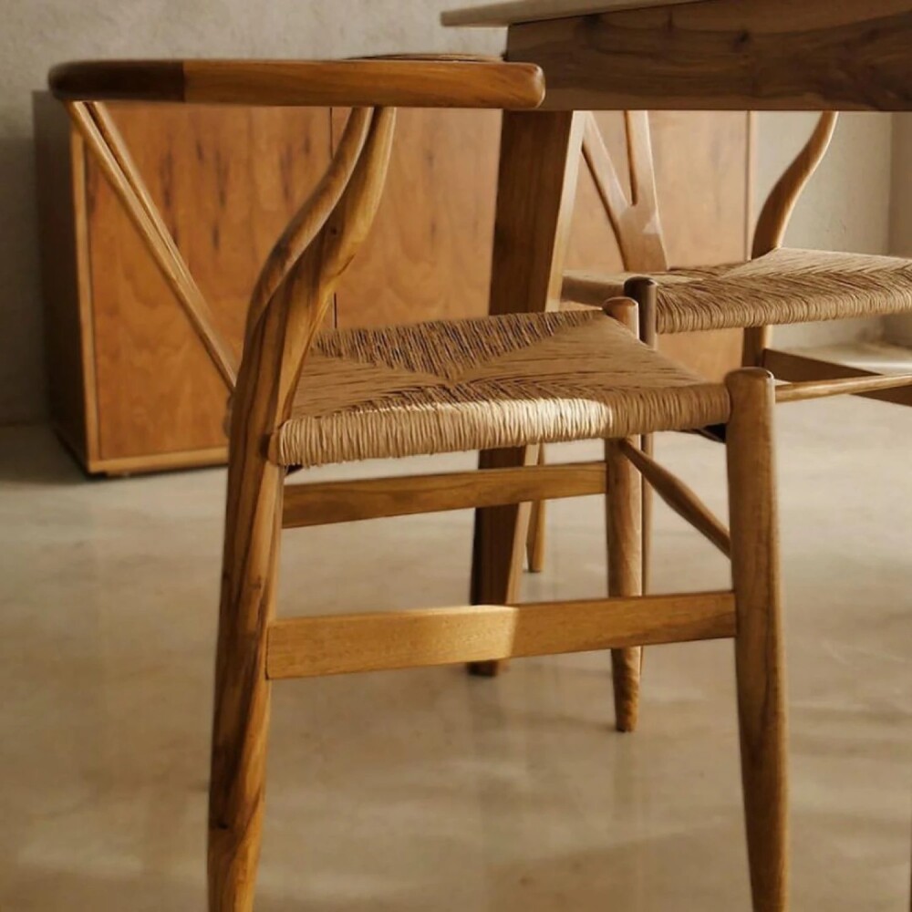 Silla Wishbone - Madera de Haya y Rattan natural Natural