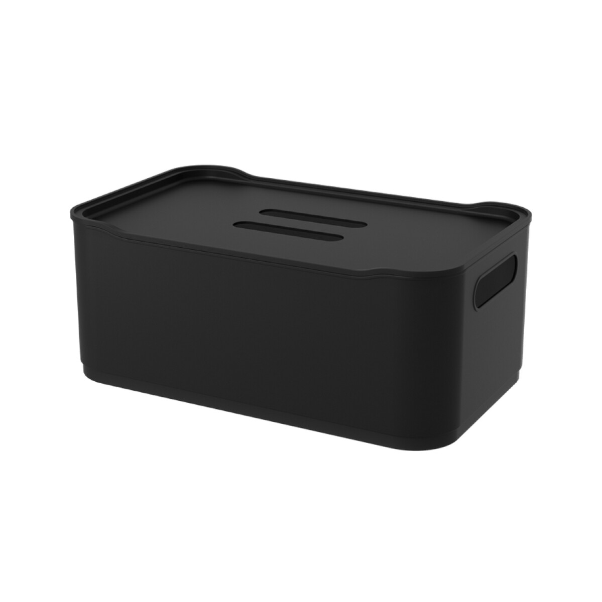 CANASTO C/TAPA PLASTICO FIT 30.5x19x12CM NEGRO 