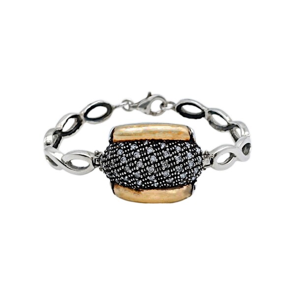 Pulsera Elegante-Plata y Oro-Piedra zirconia-PU5047 conpiedra
