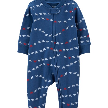 Pijama una pieza de algodón con pie y doble cierre Carters AZUL