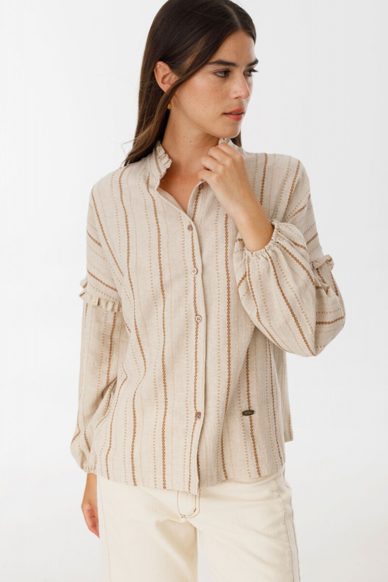 Camisa Ambar Beige raya camel