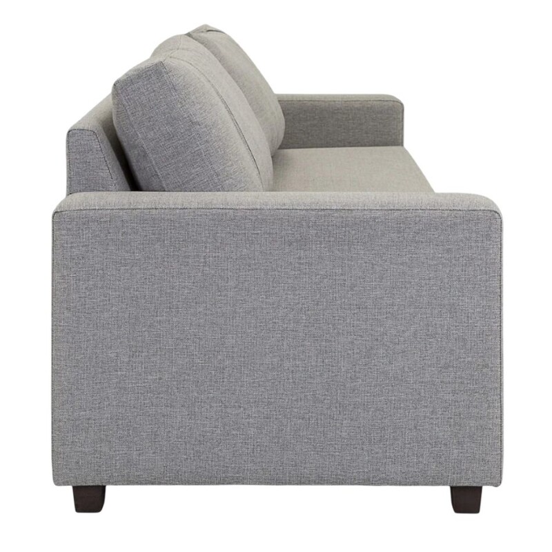 Sofa 3 cuerpos tela tramada gris con puntos negros y crudos. Sofa 3 cuerpos tela tramada gris con puntos negros y crudos.